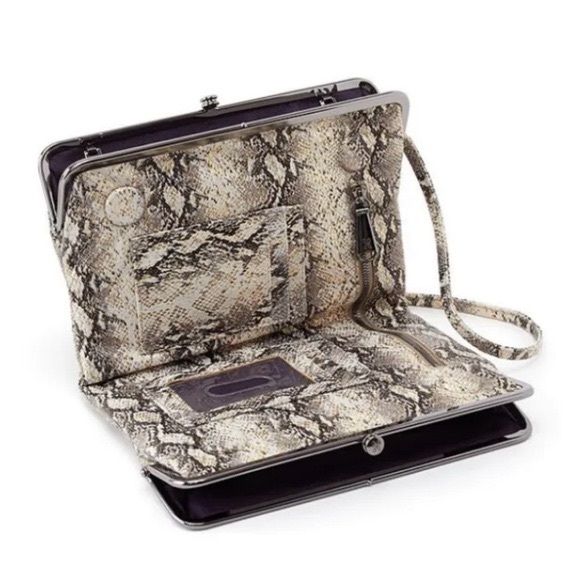 HOBO Leanne Snake Embossed Crossbody Bag Glam Leather - Picture 2 of 15